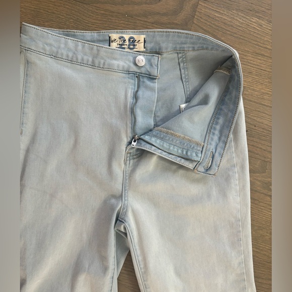 Free People We The Free Youthquake Womens Crop Flare Pants Bleach Light Blue 28 - Picture 5 of 9